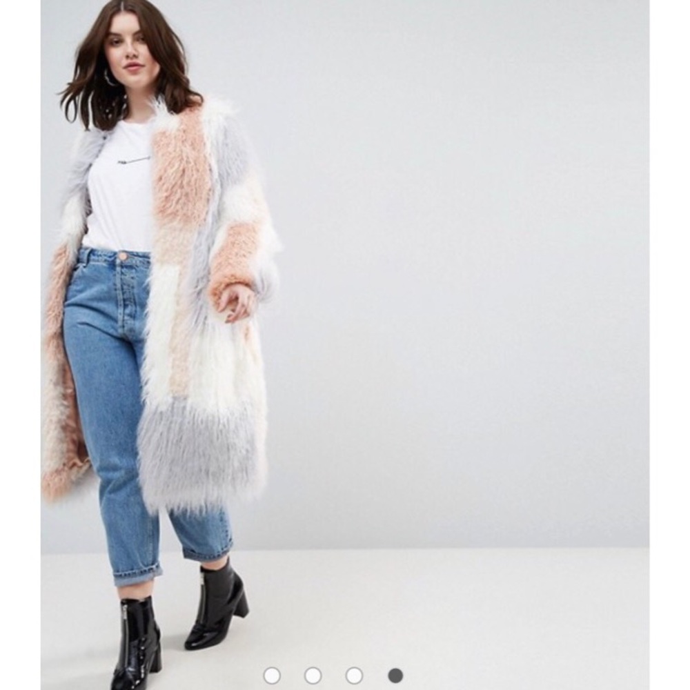ASOS CURVE Patched Faux Fur Mongolian Coat